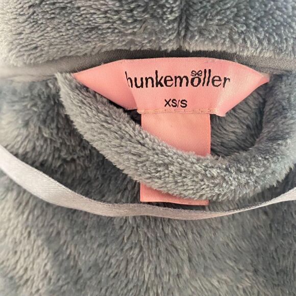 Hunkemoller Fuzzy Fleece Blue Gray Warm Winter Robe XS S - Picture 6 of 7